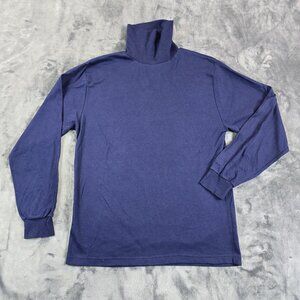 Vintage Eddie Bauer Turtleneck Shirt Men’s Large Navy Blue 100% Cotton USA